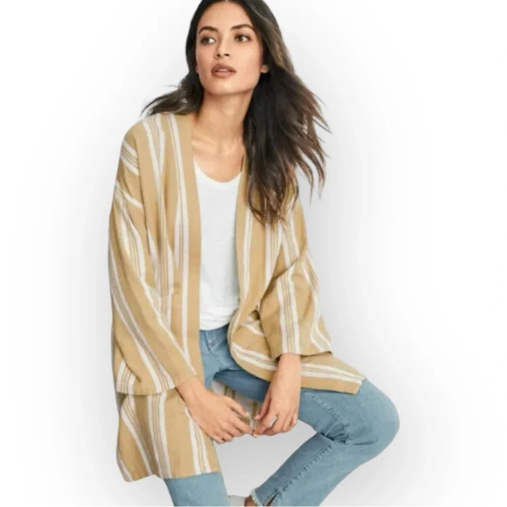 Eileen Fisher Reed Kimono Jacket Striped Organic Cotton S